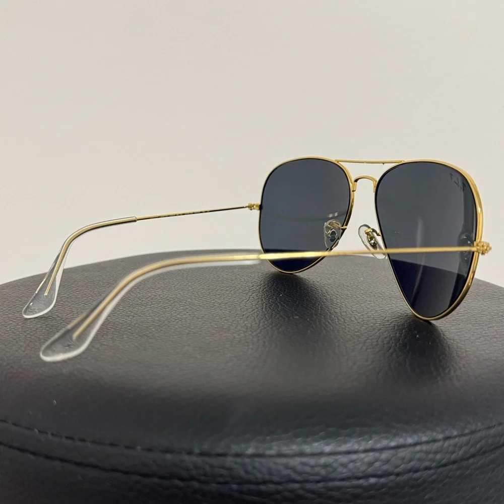 Unisex Ray-Ban Black and Gold Aviator Sunglasses - Picture 2 of 6
